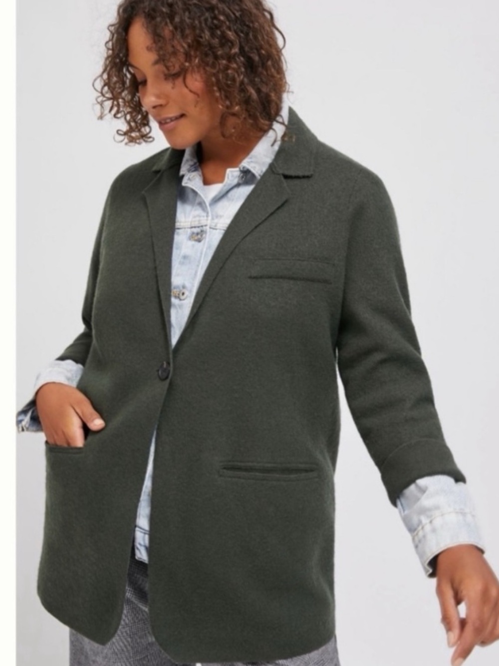 NWT Anthropologie RANI Soft Slouchy Wool /Cotton Oversized Sweater Blazer, S